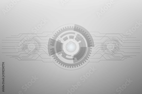 Grey white digital abstract technology background Hi-tech communication concept, Virtual Technology background. Vector illustration.