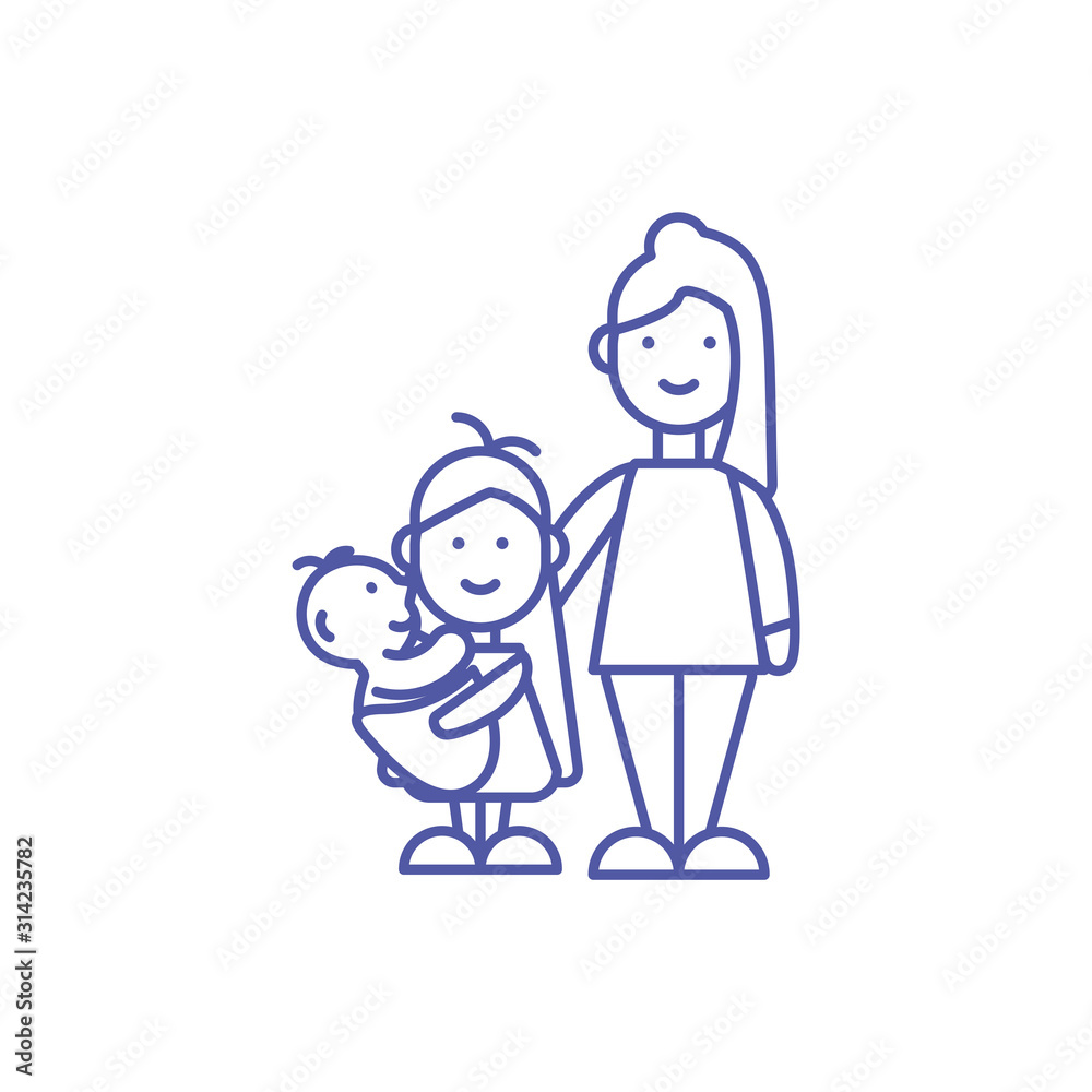Isolated mother baby and daughter vector design Isolated mother baby and daughter vector design