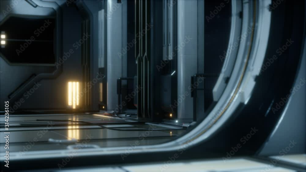 Sci-fi tunnel or spaceship corridor