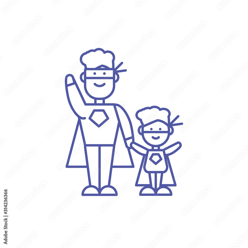 Father and son with costume vector design Father and son with costume vector design