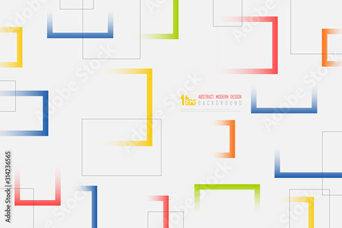 Abstract white background with colorful square line geometric pattern design. illustration vector eps10