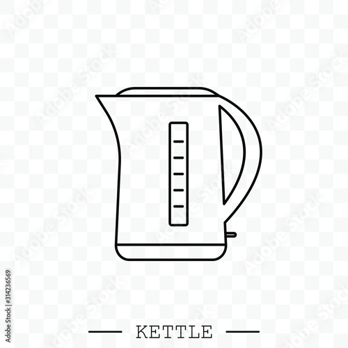 kettle icon line, linear vector. Teapot logo. kettle electric black thin line, linear. Black Kettle with handle icon isolated. Kettle in line art style vector icon. kettle emblem, sign. Kettle 