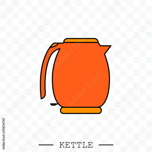 kettle icon color vector. Teapot logo. kettle electric color for app. Electric Kettle with handle icon isolated. Kettle in art style vector icon. kettle emblem, sign. Kettle color electric emblem