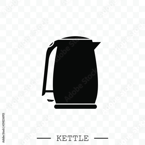 kettle icon vector. Teapot logo black. kettle electric for app. Electric Kettle with handle icon isolated. Kettle in art style vector icon black. kettle emblem, sign. Kettle electric emblem black. 