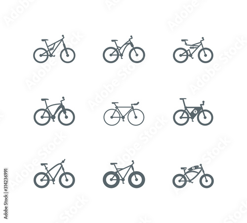 Isolated silhouettes bikes icon set vector design