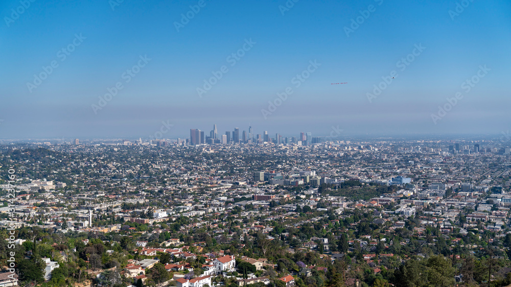 los angeles downtown cityscape on a sunny day, us