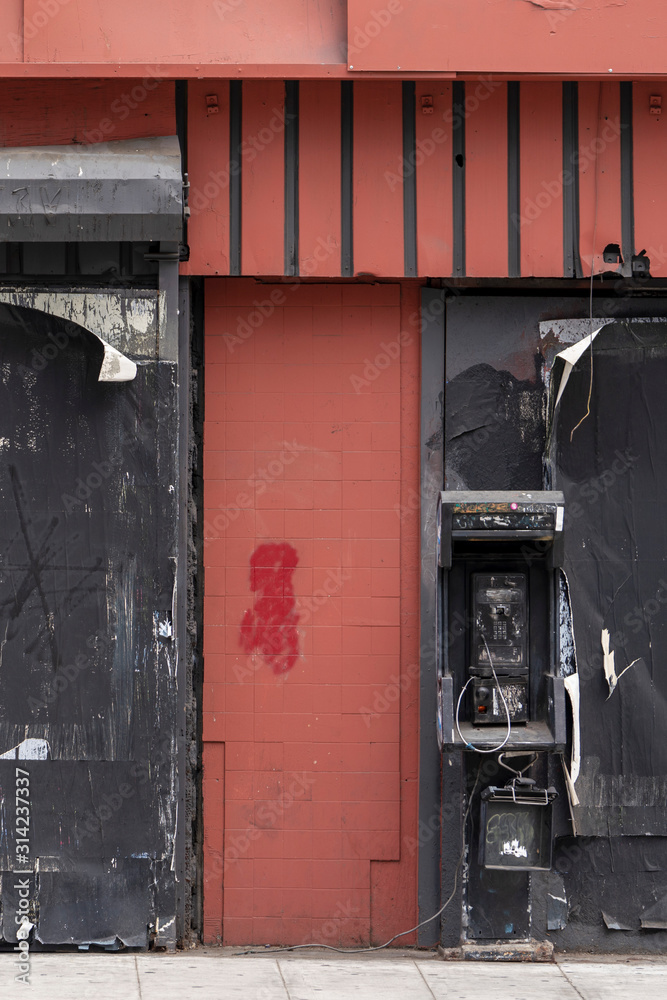 old puplic telephone in los angeles downtown, us old puplic telephone in los angeles downtown, us