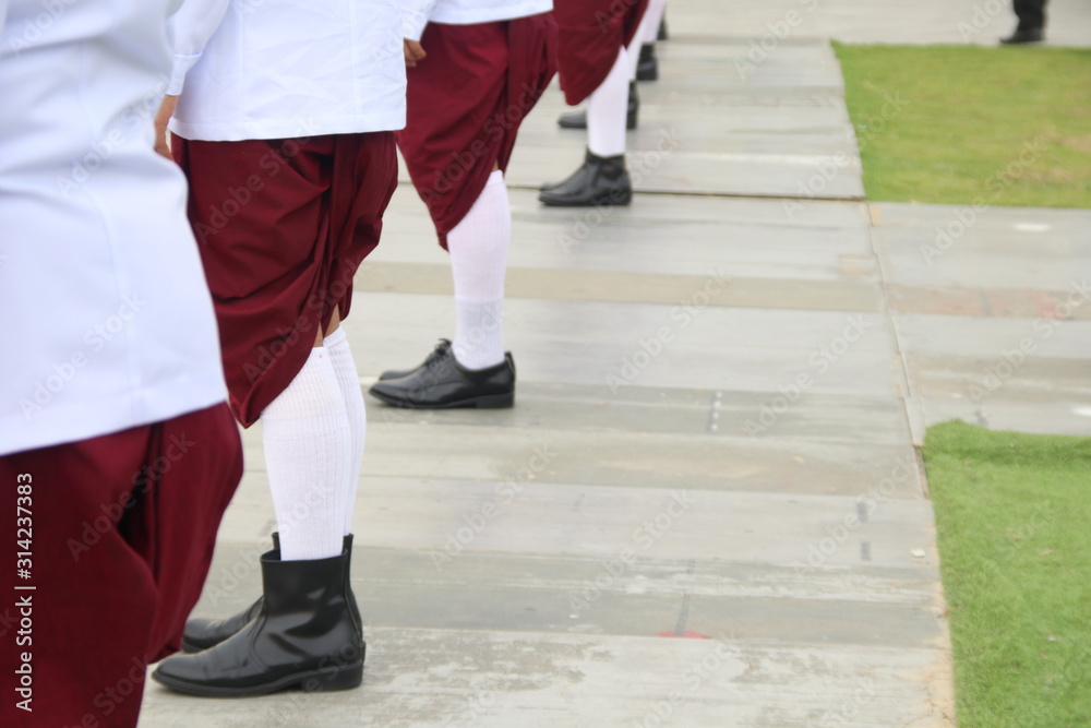 Fototapeta premium Row of mans wear red loincloth, Thailand.