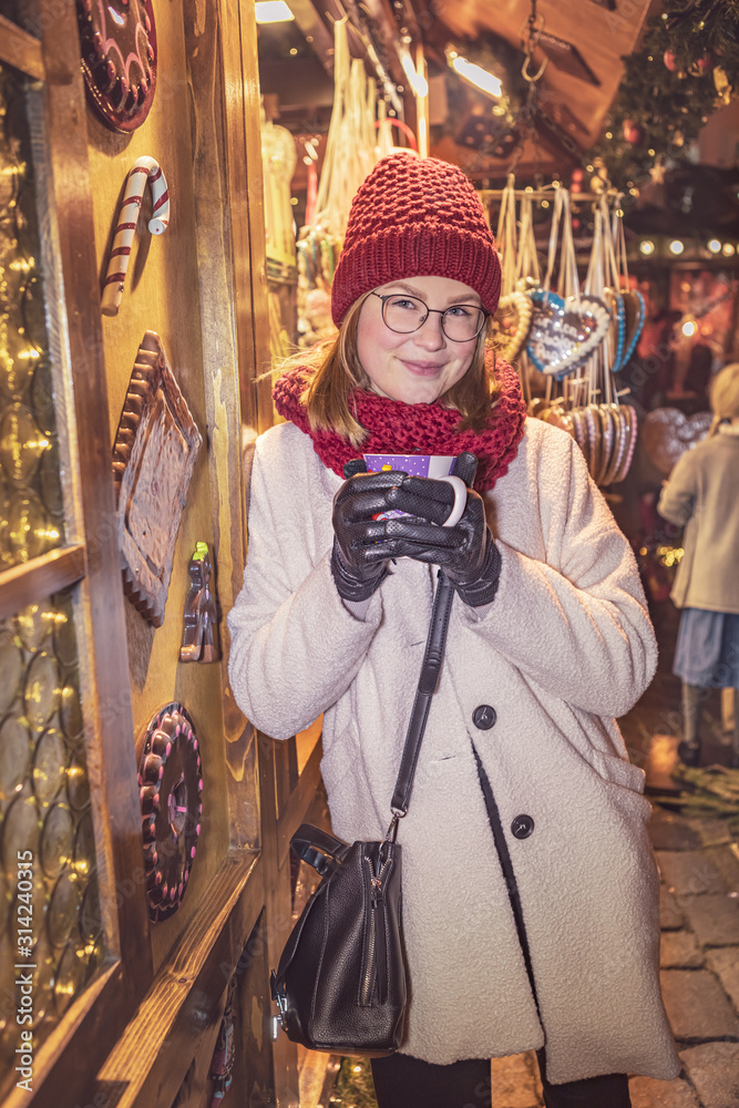 young woman on the Christmas Market of Coburg