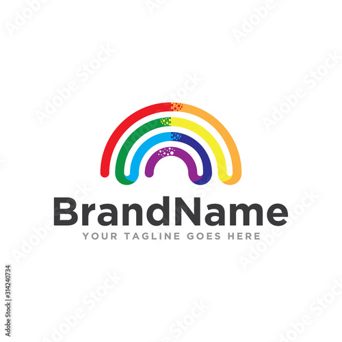 Rainbow logo icon vector. Beautiful rainbow logo template.