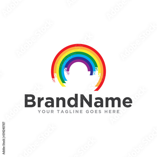 Rainbow logo icon vector. Beautiful rainbow logo template.