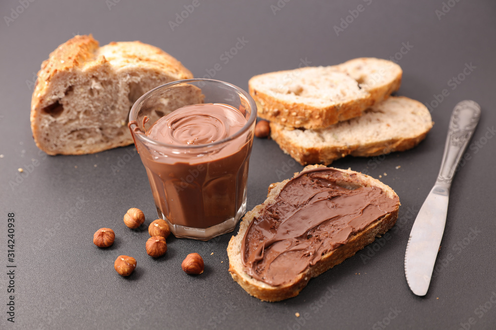 bread with chocolate spread and hazelnut bread with chocolate spread and hazelnut