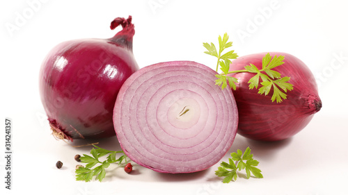 onion bulb and clove isolated on white background