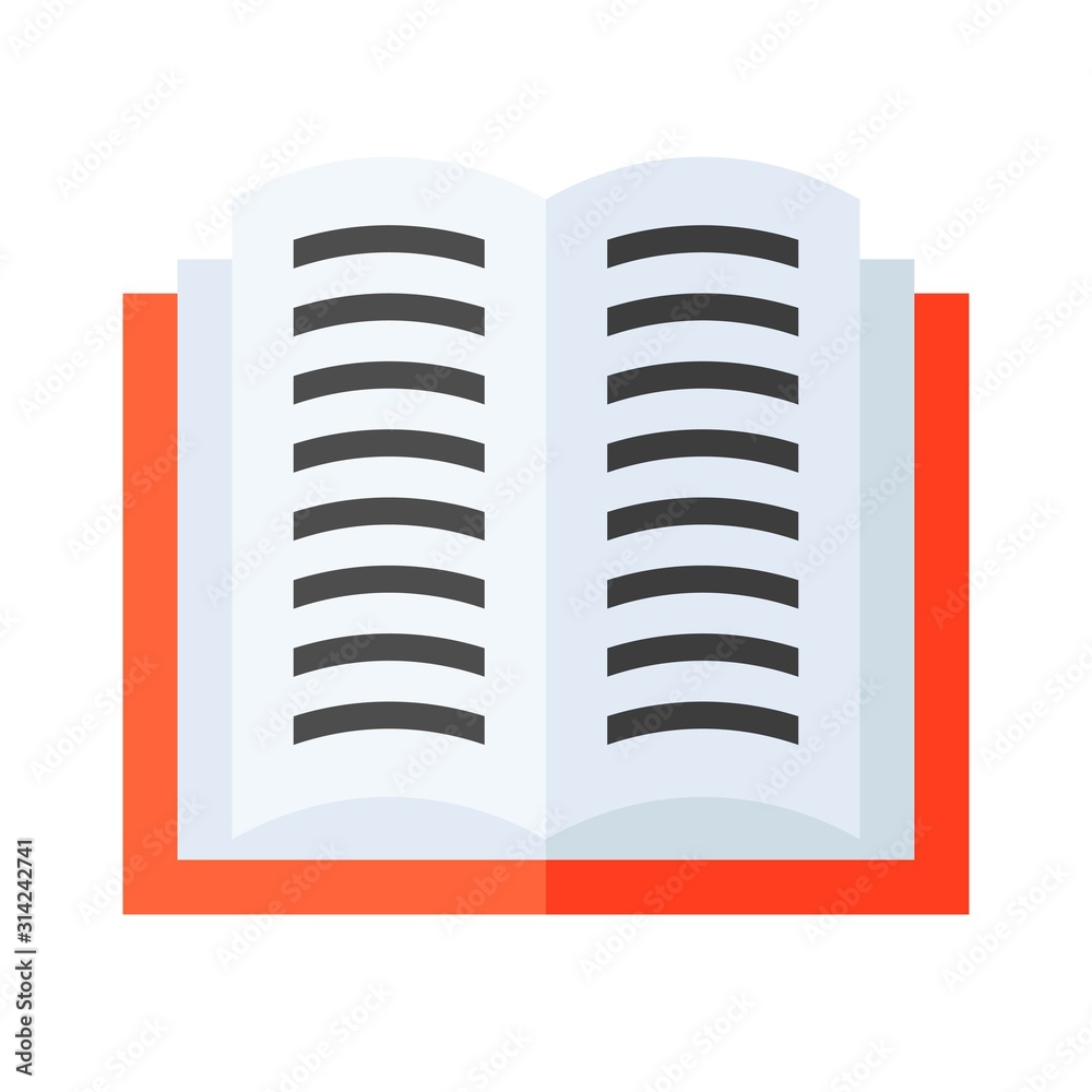 Open book vector illustration, flat style icon