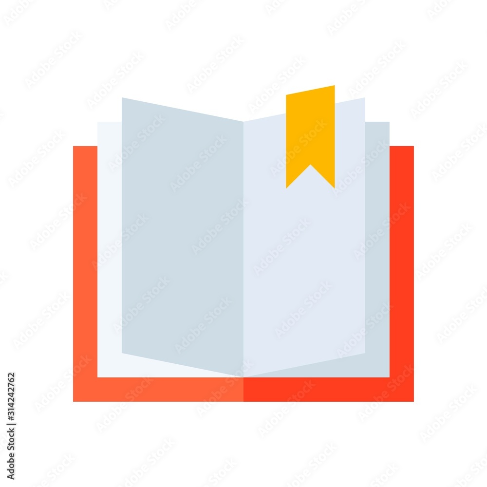 Open book with bookmark, flat style icon Open book with bookmark, flat style icon