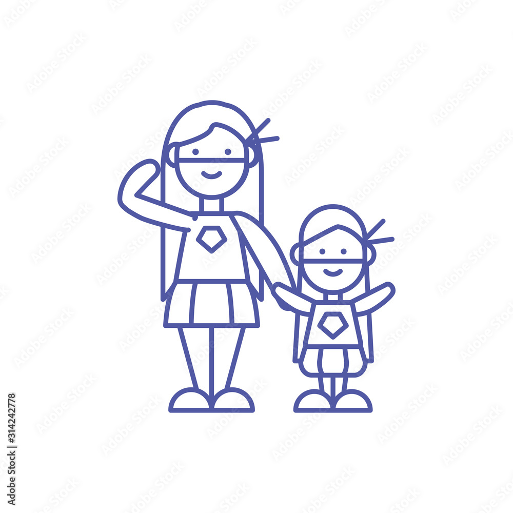 Isolated mother and daughter with costume vector design