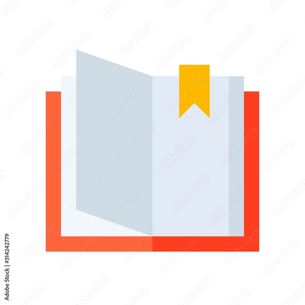 Open book with bookmark, flat style icon Open book with bookmark, flat style icon