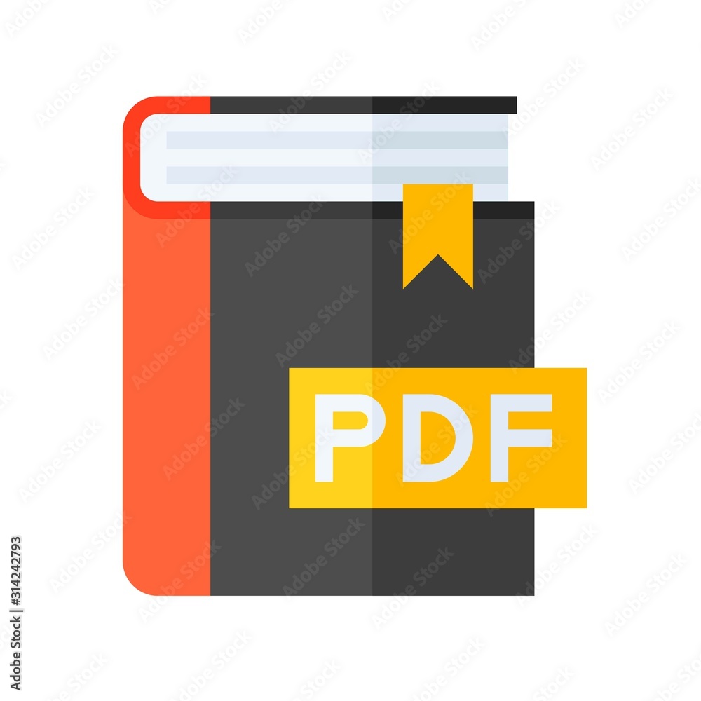 PDF book vector illustration, flat style icon PDF book vector illustration, flat style icon