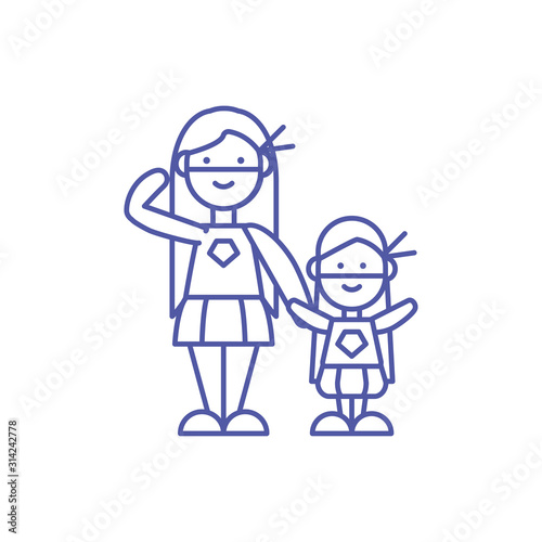 Isolated mother and daughter with costume vector design