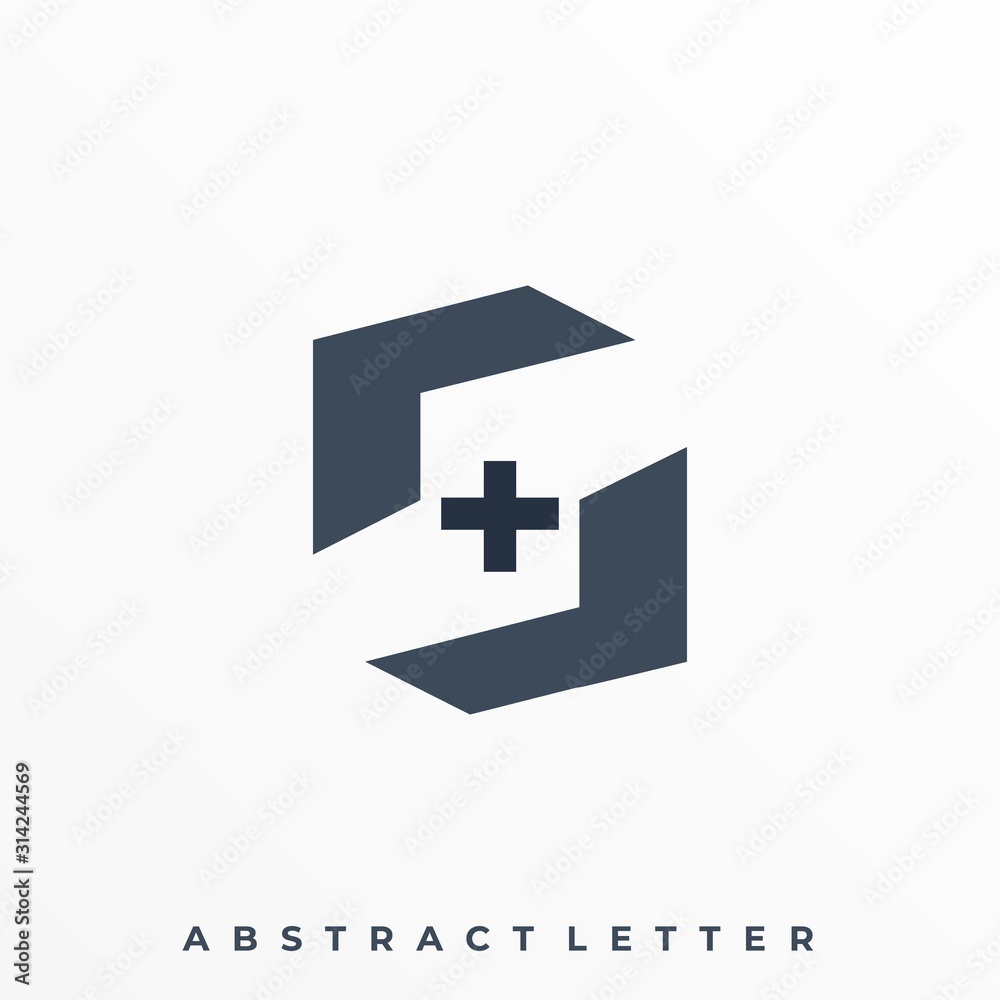 Obraz premium Plus And Letter S Illustration Vector Template.