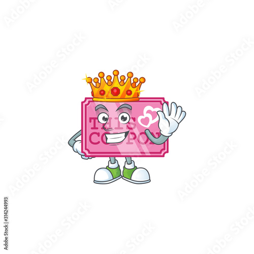 A stunning of pink love coupon stylized of King on cartoon mascot style