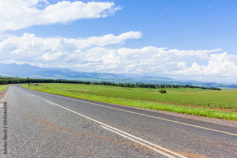 Scenic Road Route Farmlands Crops Travel Exploration Mountains Landscape