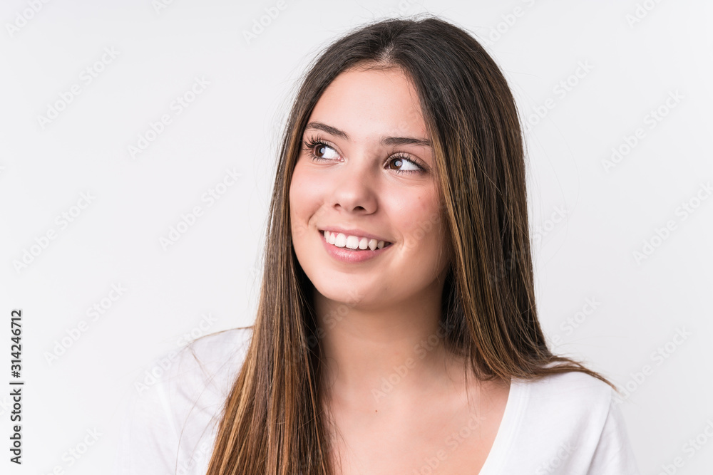 Young pretty caucasian woman face closeup isolated Young pretty caucasian woman face closeup isolated