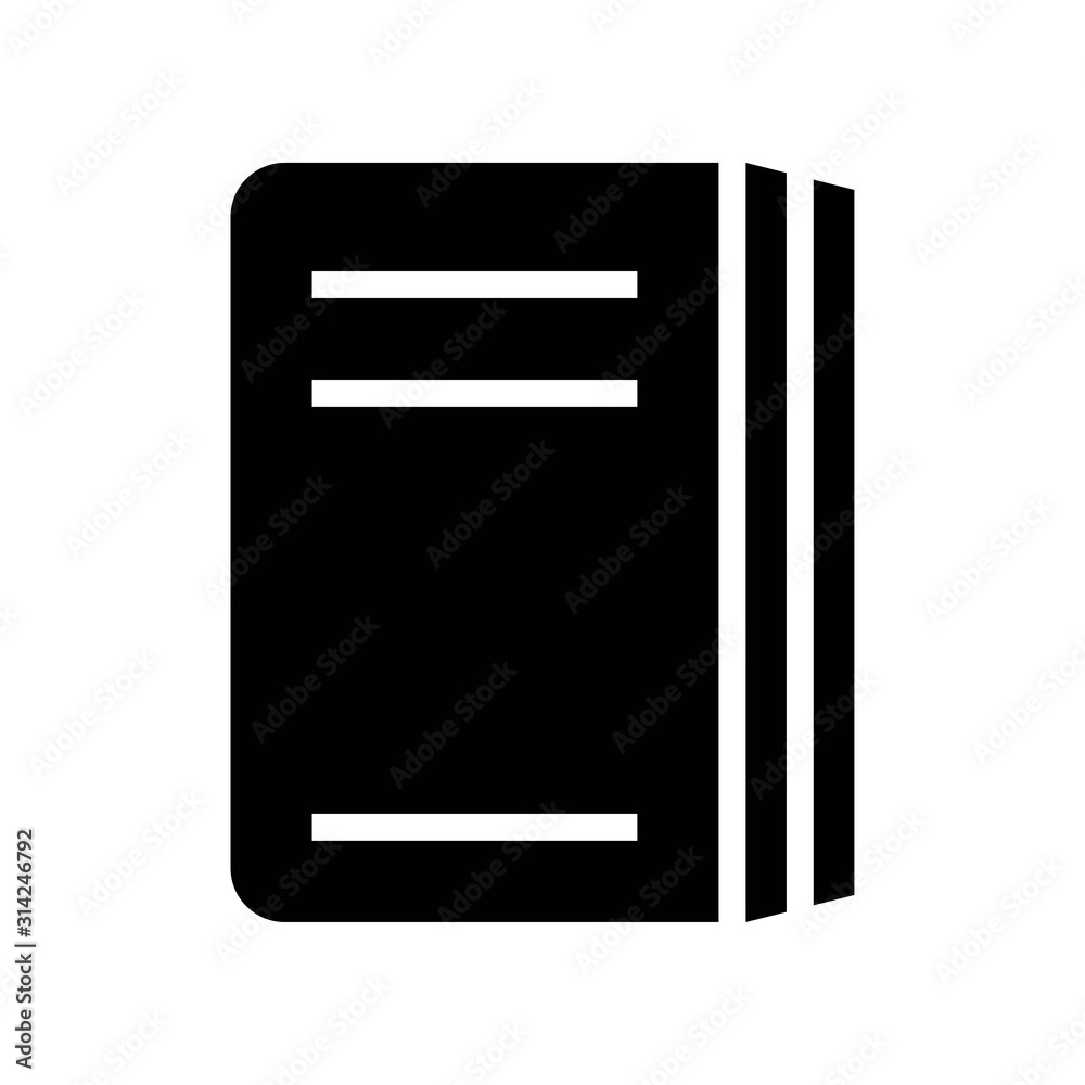 Closed book vector illustration, solid style icon Closed book vector illustration, solid style icon