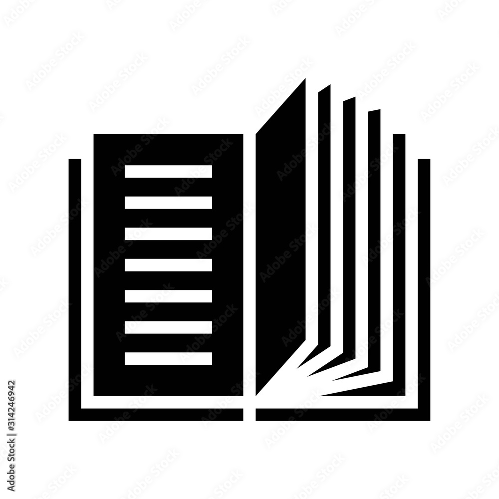 Open book vector illustration, solid style icon Open book vector illustration, solid style icon