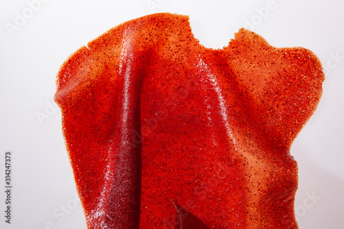 Homemade fruit rolls / fruit leather from edible science project. photo