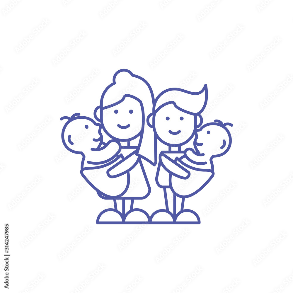 Mother father and babies vector design Mother father and babies vector design