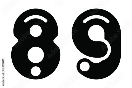 Numbers 89, stylized for use in graphic design