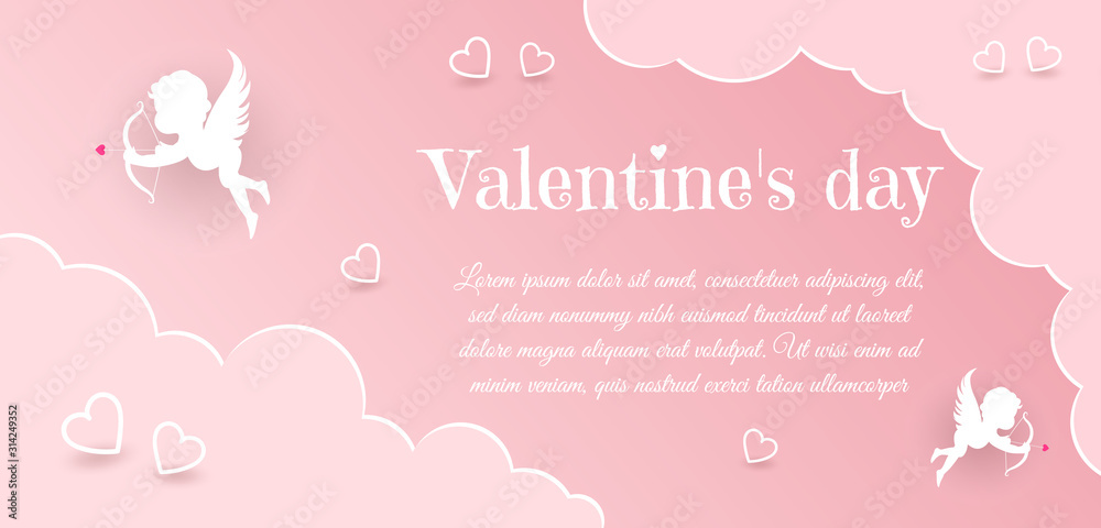 Happy Valentine's Day card.Valentine's day card. Valentines Day background, Valentine's day banners, Valentine's Day flyer, vector banner. Vector paper art illustration.