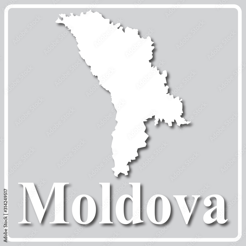 gray icon with white silhouette of a map Moldova