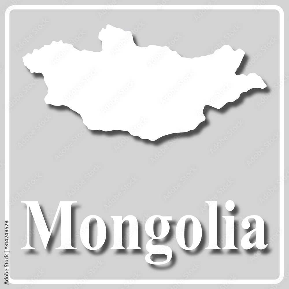 gray icon with white silhouette of a map Mongolia