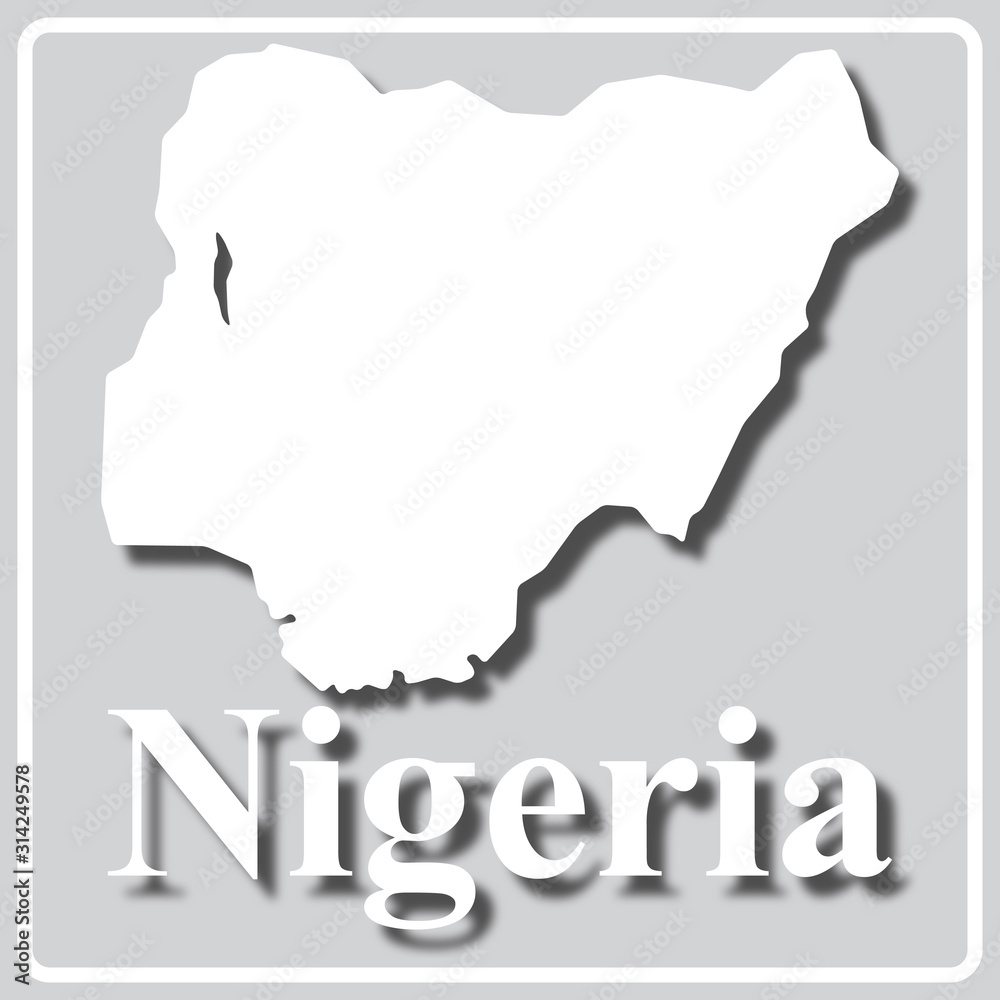 gray icon with white silhouette of a map Nigeria