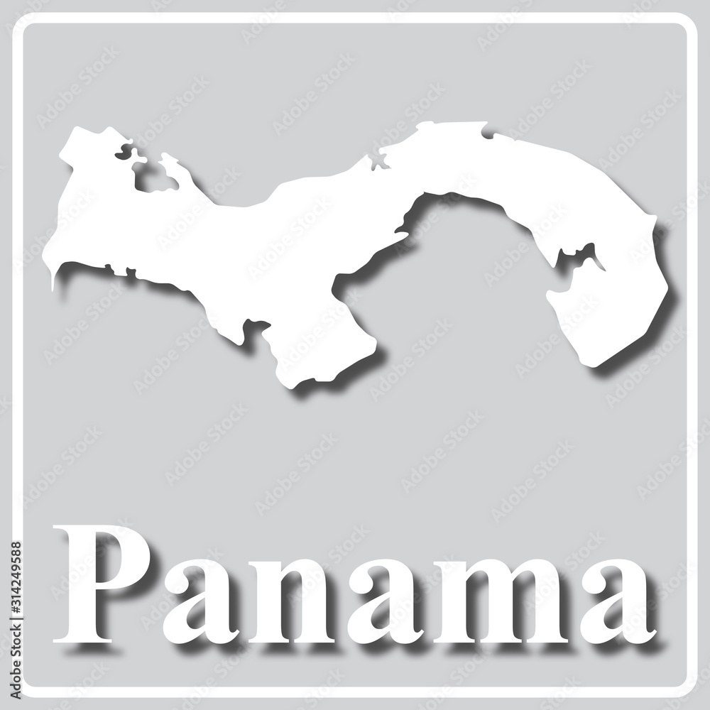gray icon with white silhouette of a map Panama