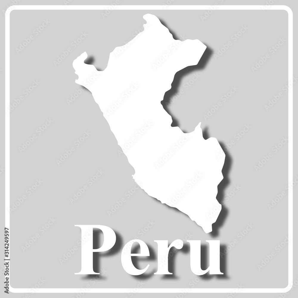 gray icon with white silhouette of a map Peru