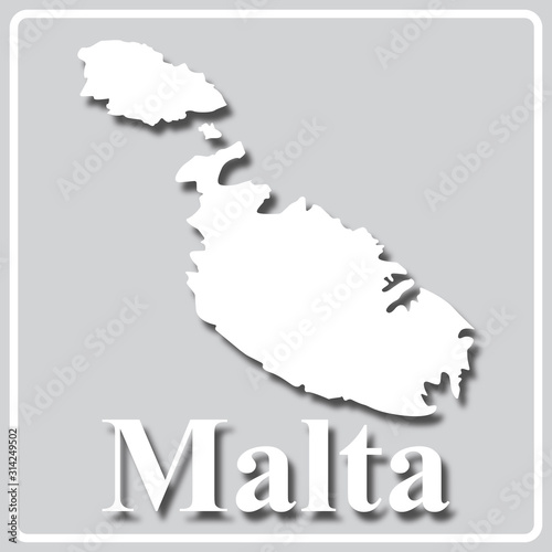 gray icon with white silhouette of a map Malta