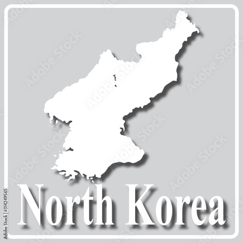 gray icon with white silhouette of a map North Korea