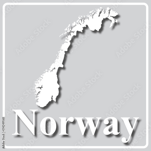 gray icon with white silhouette of a map Norway