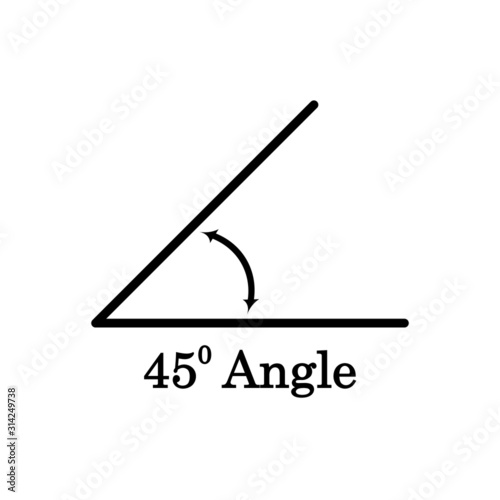 45 degree angle icon, isolated on white, vector illustration.