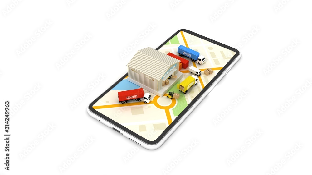 Delivery service. Logistic company. Express delivery. Warehouse 3d illustration. Delivery service. Logistic company. Express delivery. Warehouse 3d illustration.