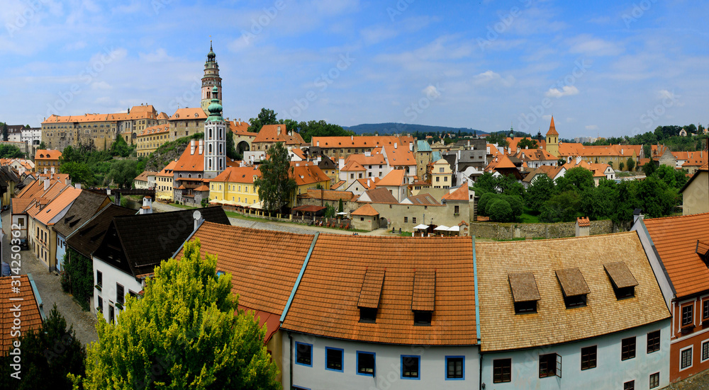 panoramic view of Cesky Krumlov (UNESCO heritage), Czech Republic
