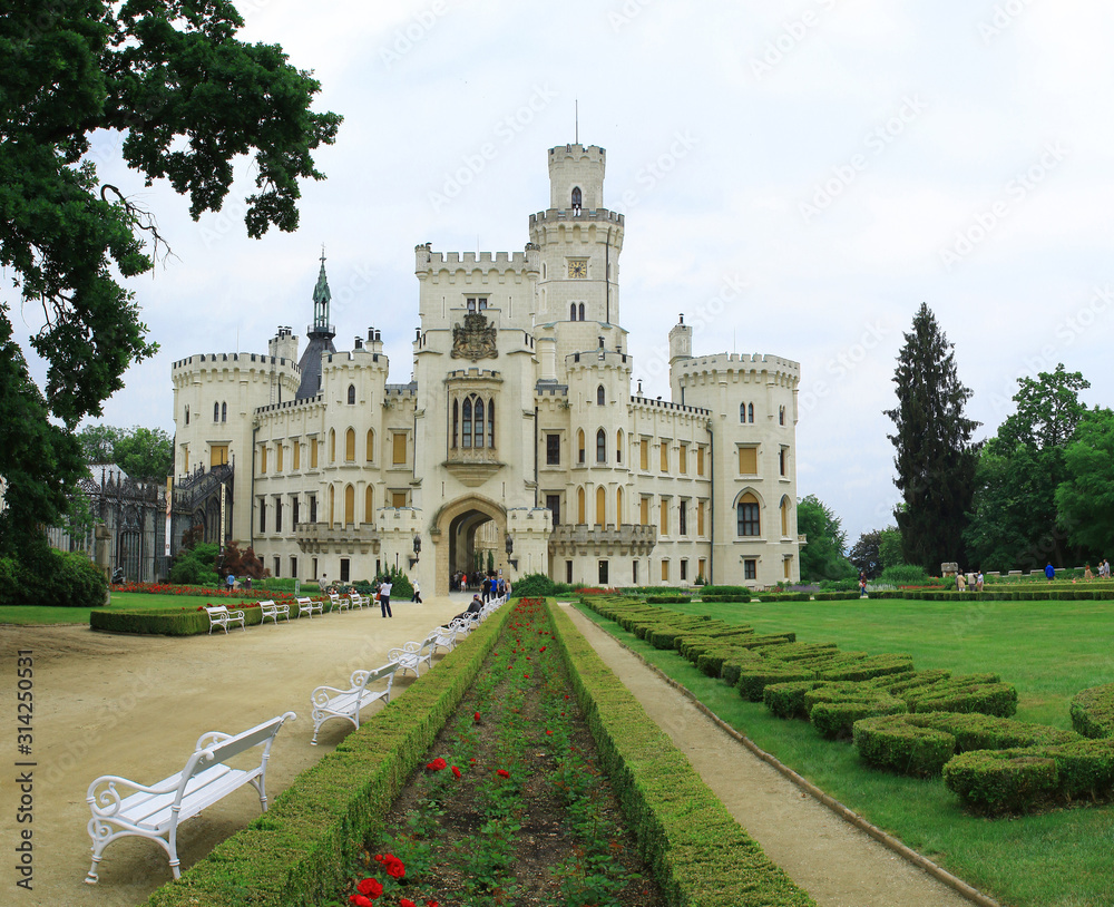  view of the castle - Hluboka nad Vltavou. Old landmark in Czech Republic