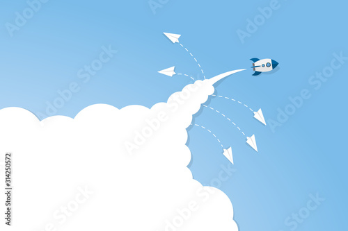 Rocket launch. Business startup concept. Vector illustration. 