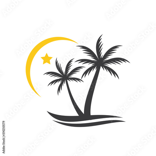 Palm logo template design vector. beach   sea