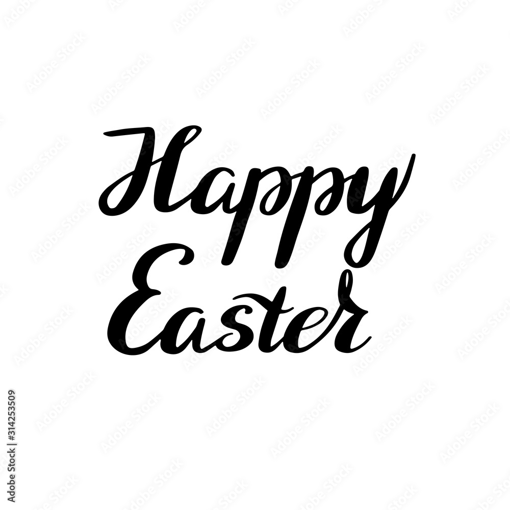 Hand drawn Happy Easter calligraphy and brush pen lettering isolated.  Best decoration for spring holiday greeting card and invitation of the happy Easter day, poster, banner template lettering