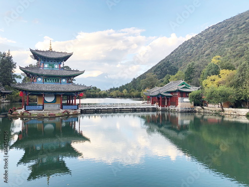 Chinese style pavilion in the water