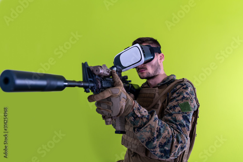 soldier virtual reality green background